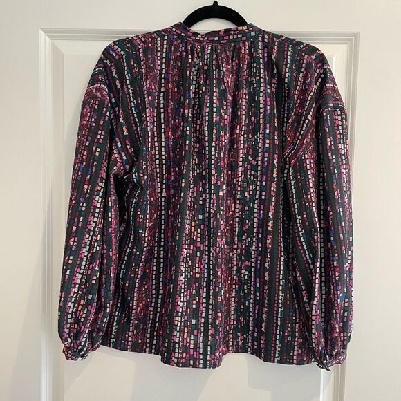 EUC Marie Oliver Mosaic Long Sleeve Blouse Sz. S - Picture 4 of 4